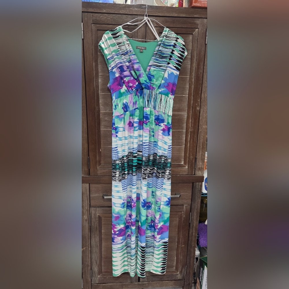 Roz & Ali Women's Sleeveless Maxi Plus Size Dress Size 14 Multicolor Floral